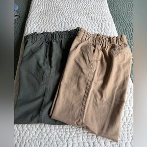 Gap Olive Green and Tan with paper bag Elastic Waist Pants
